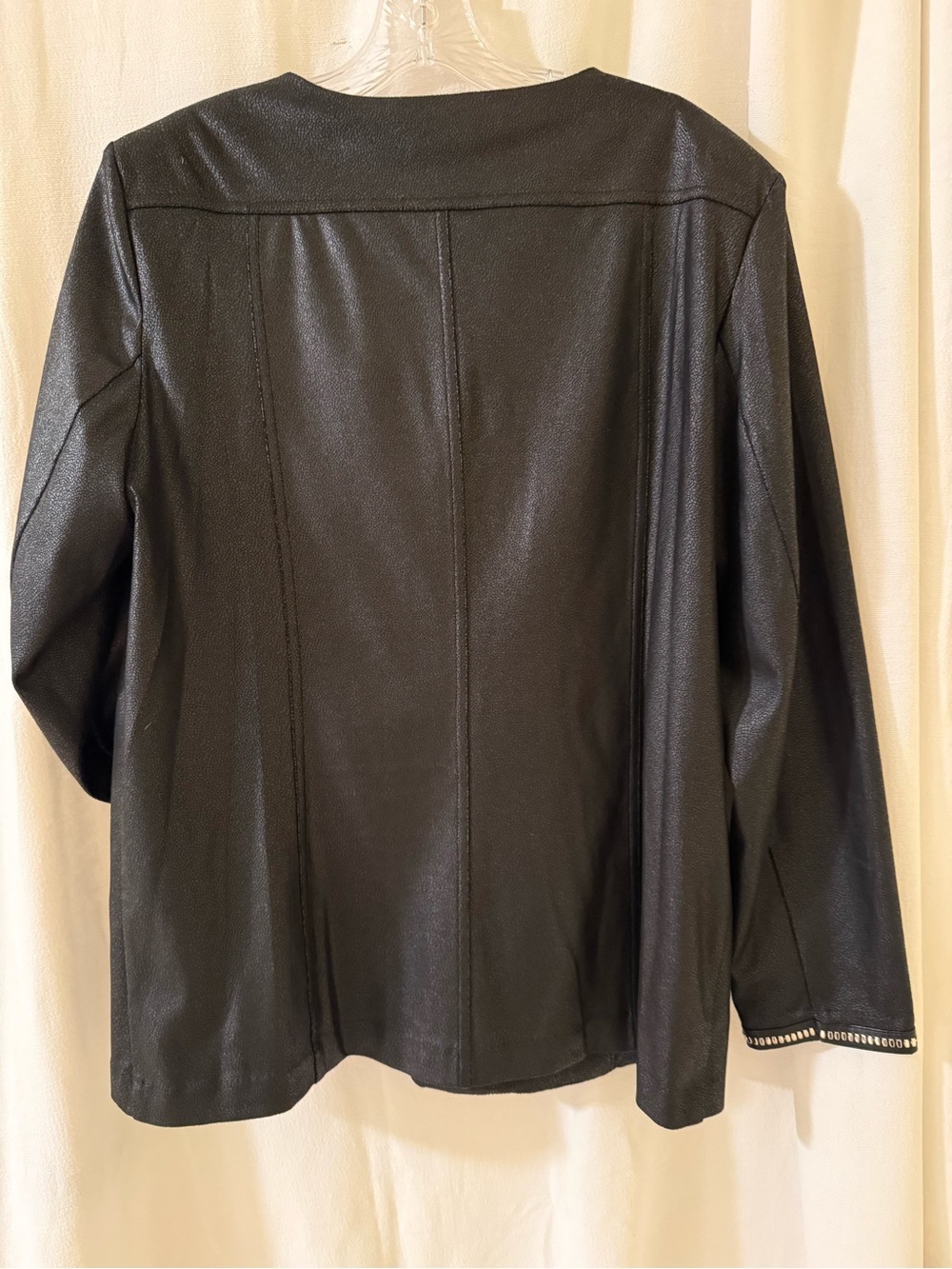 Multiples Black Faux-Leather Jacket with Silver Stud Trim - Picture 2 of 2